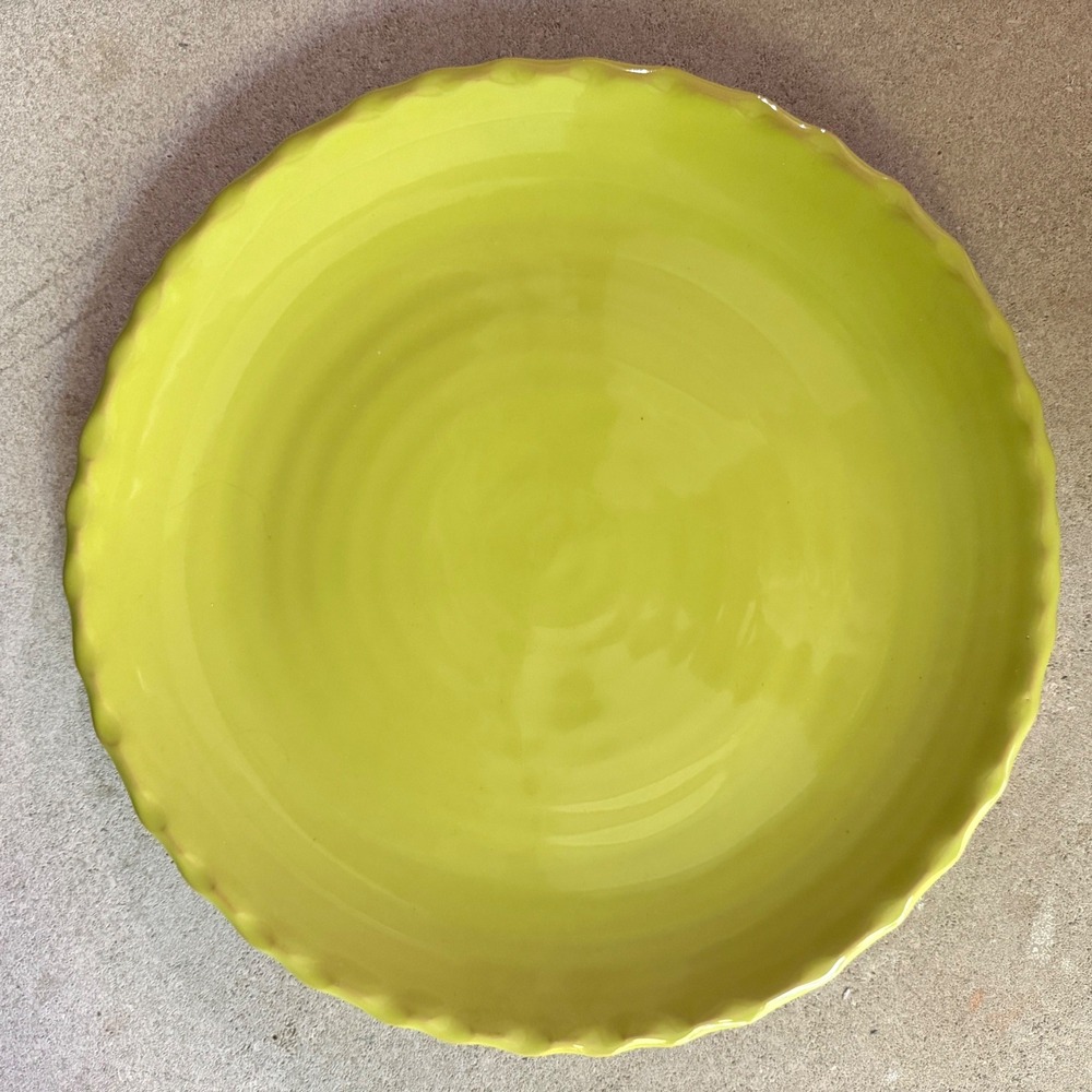 Portugal Terracota Platter Scalloped Edge Ceramic Serving Plate Green 14 Inch